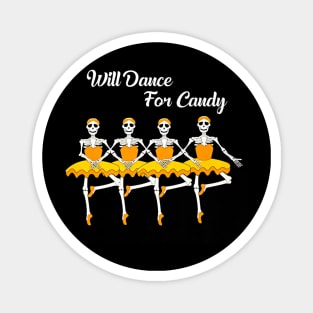 Will Dance for Candy Dancing Skeleton Halloween Squad Girl Magnet